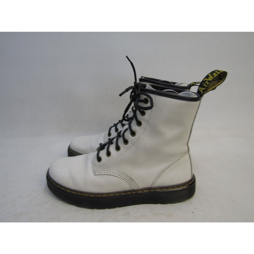 Dr. Martens White Heeled Boots with Chunky Sole